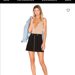 Understated black suede/leather skirt size m